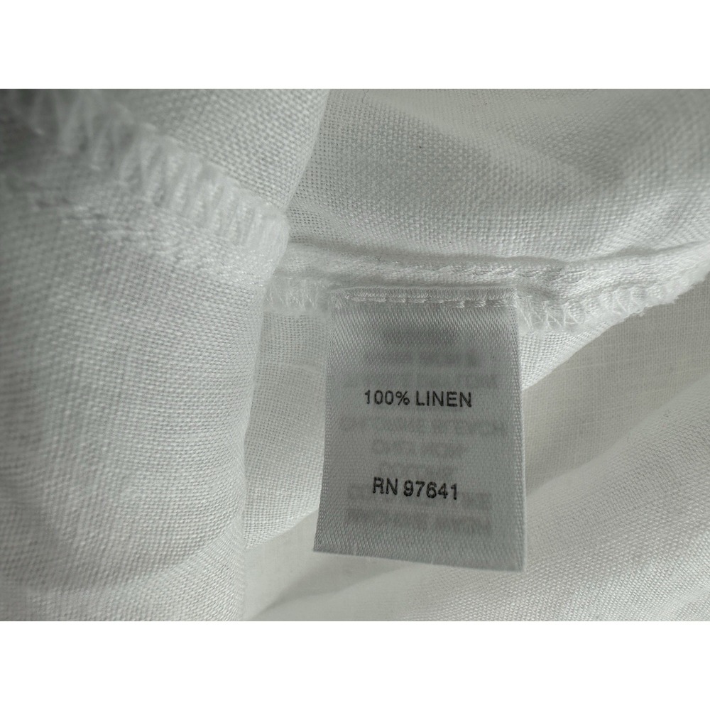 J. Jill Love Linen Sz: L White Linen Sleeveless Button Front Blouse with Peplum - Picture 4 of 4